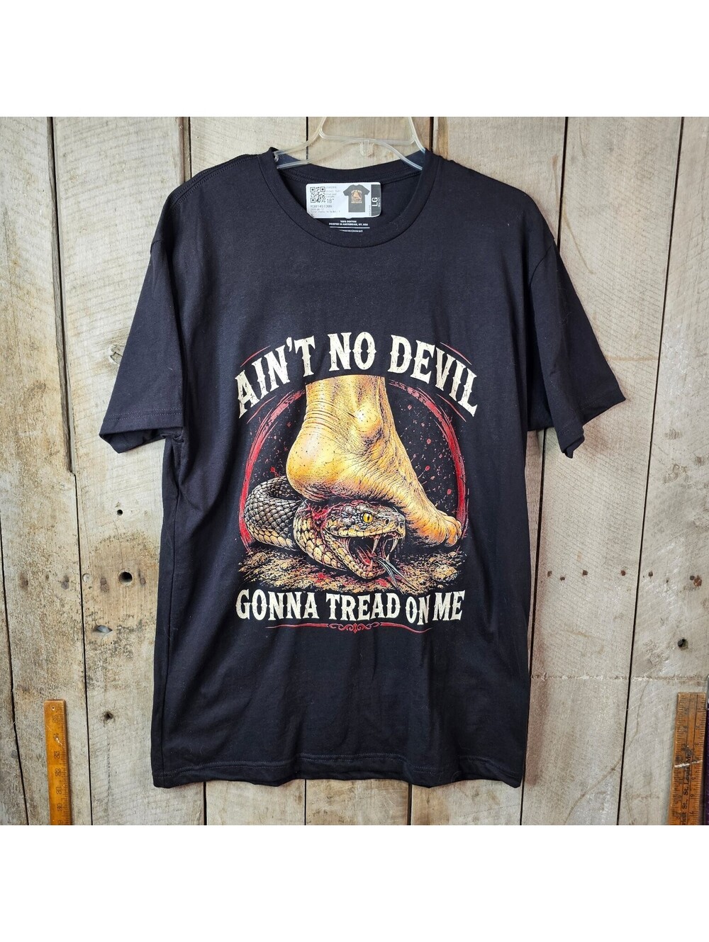 Ain't No Devil Gonna Tread On Me T-Shirt Men's Black Graphic Tee Size Large LG